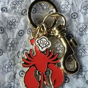 Roller Rabbit Red Lobster Keychain with Gold Hardware